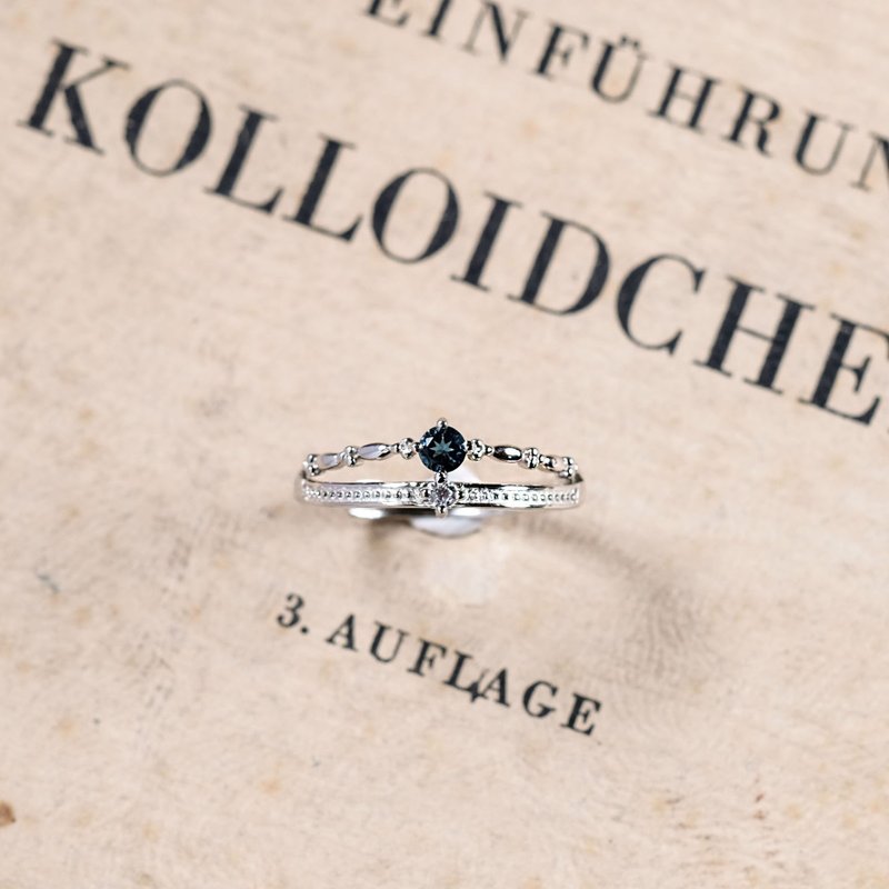 蓝宝石 Sapphire 925纯银 戒指 气质皇冠复古 9月诞生石 - 戒指 - 纯银 蓝色