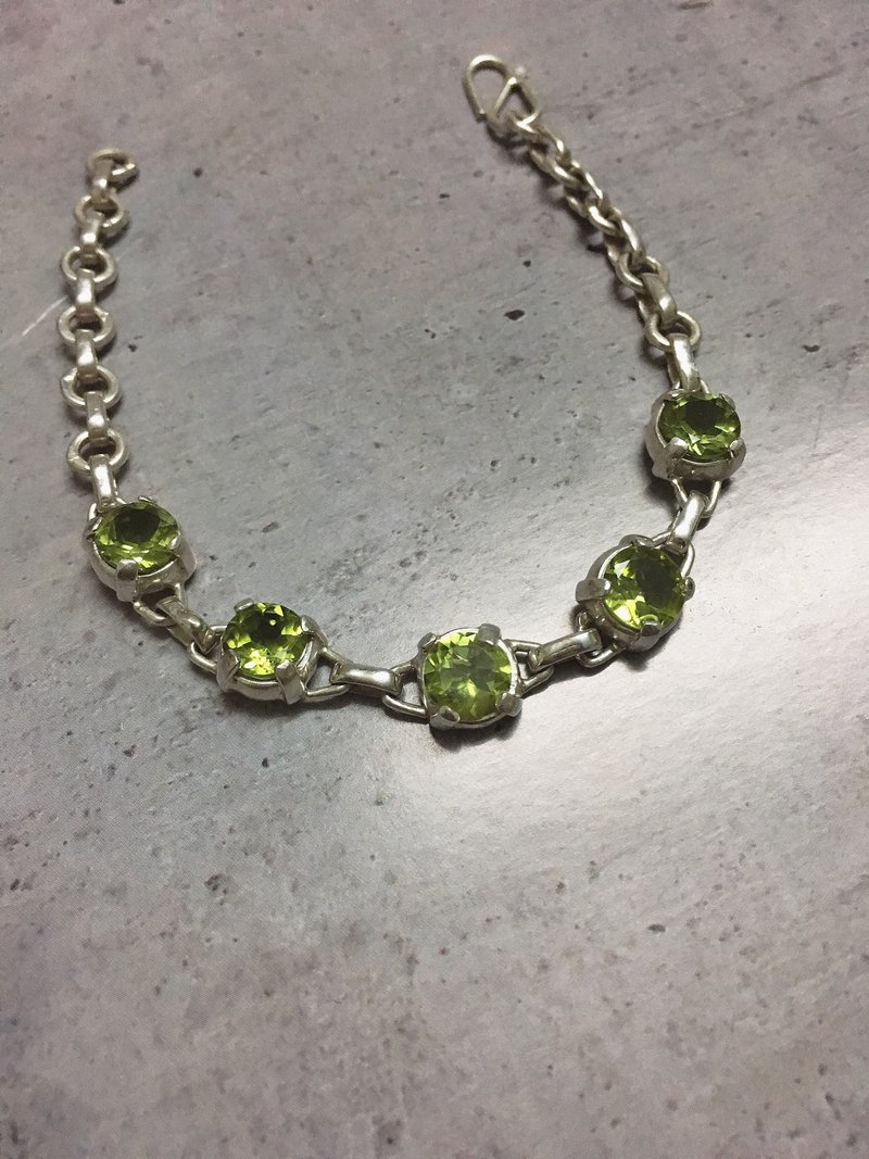 橄榄石 爪镶 手链 925纯银 尼泊尔 手工制 - 手链/手环 - 半宝石 