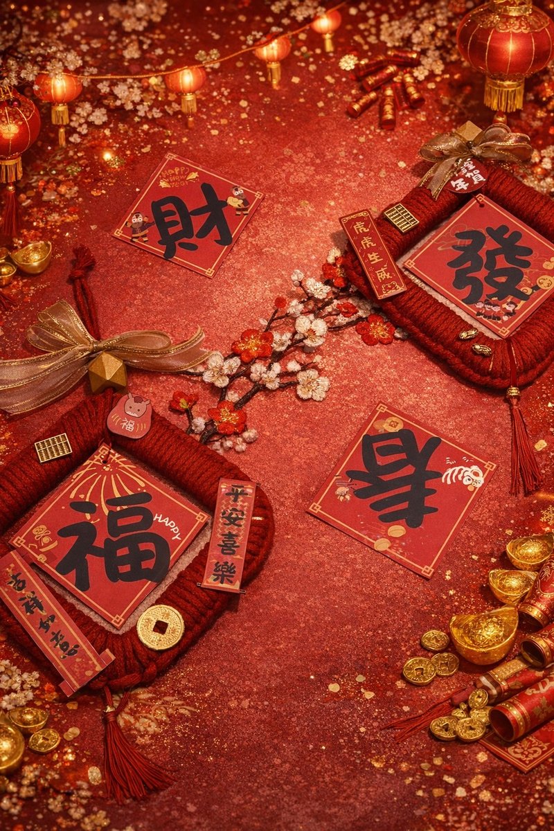 过年春联-发、财、福、春 - 手机配件 - 其他材质 粉红色