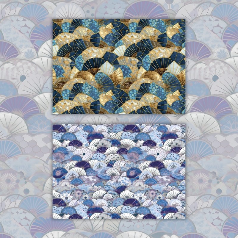 A4. 日式传统和纸 蓝色 - 卡片/明信片 - 纸 