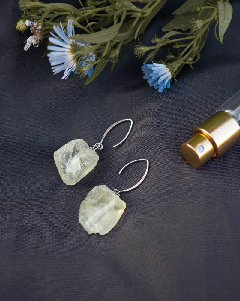 Rough Ametrine Earrings, 925 Silver, Gemini, Leo, Libra Birthstone Gift - 耳环/耳夹 - 半宝石 黄色