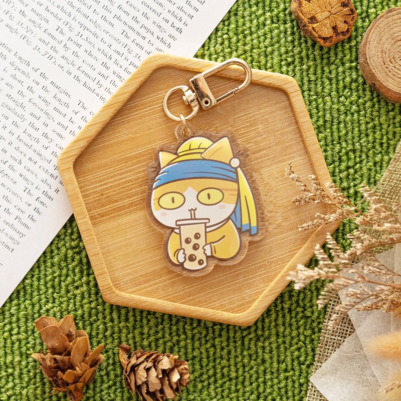 猫咪插画压克力吊饰 - 吊饰 - 压克力 橘色