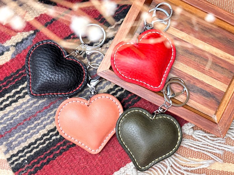 摔纹心形匙扣 好好缝 皮革DIY材料包 挂饰 锁匙扣 钥匙扣 礼物 - 皮件 - 真皮 多色