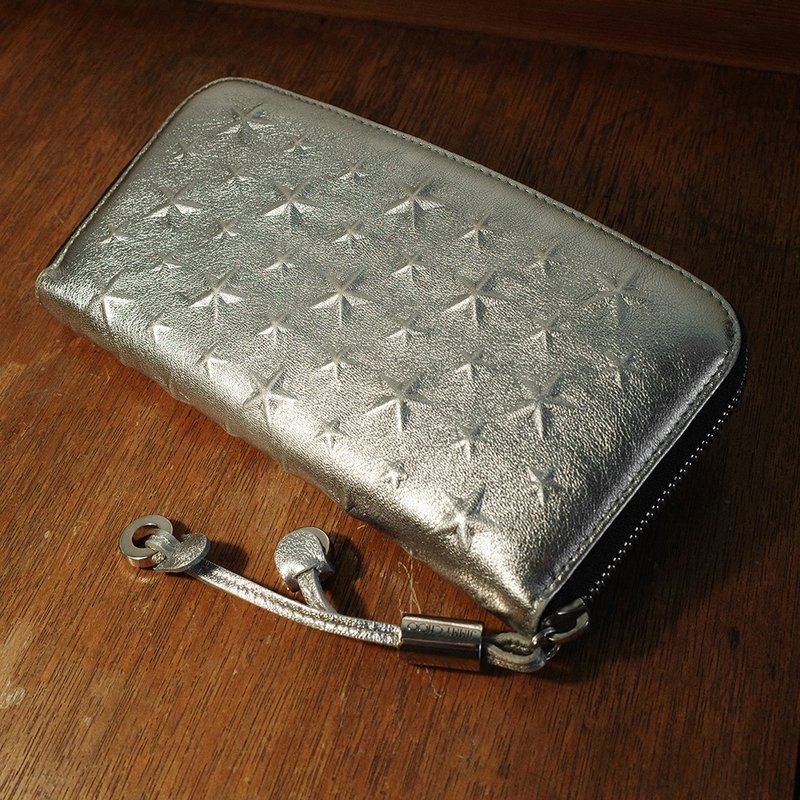 Jimmy Choo 周仰杰 银色 立体星星 多功能 ㄇ字形 拉链 皮夹 长夹 - 皮夹/钱包 - 真皮 银色