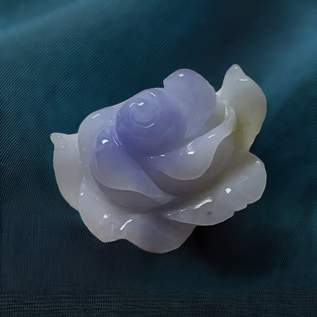 紫罗兰飘花翡翠玫瑰花 | 天然缅甸玉A货翡翠 | 送礼 - 项链 - 玉石 紫色