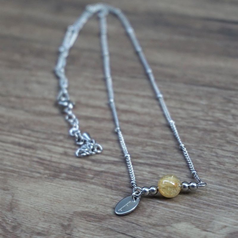 << 天然原矿项链 - 钛晶 >> 钛晶项链 316L抗敏钢项链 - 项链 - 半宝石 金色