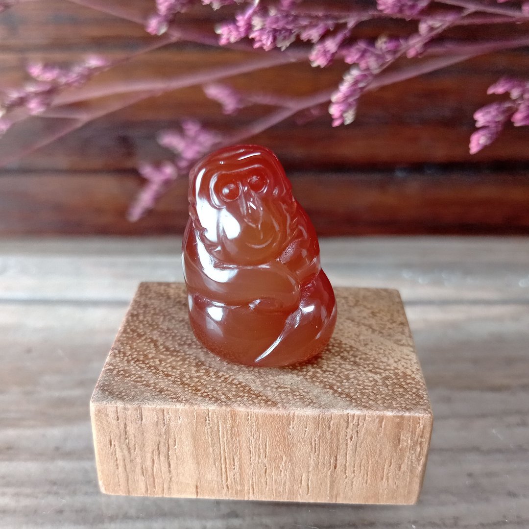 小雕件 小品动物-猴 红玉髓 - 摆饰 - 玉石 红色