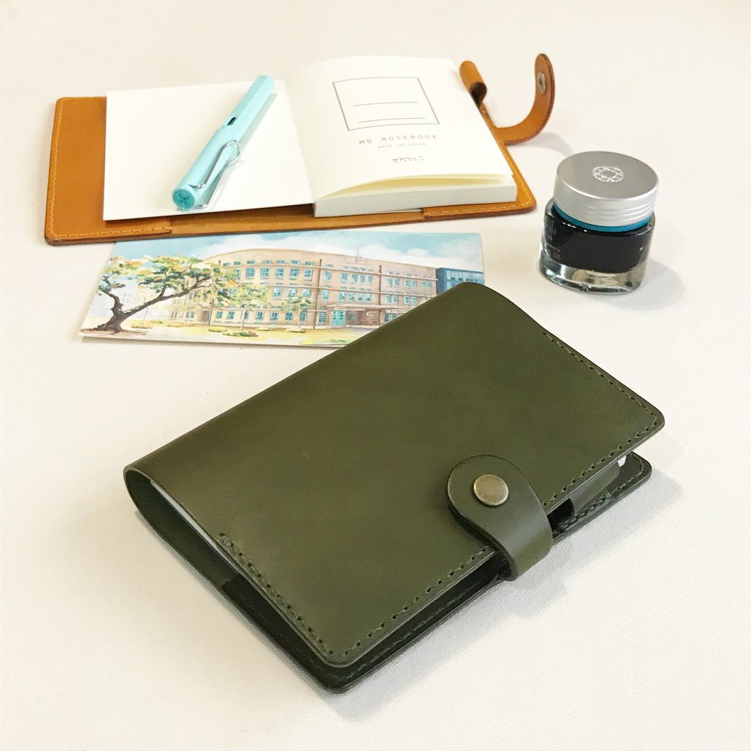 Accademia A6 皮革笔记本/书衣/手帐 -仙人掌绿/秋栗色 定制化礼 - 笔记本/手帐 - 真皮 绿色