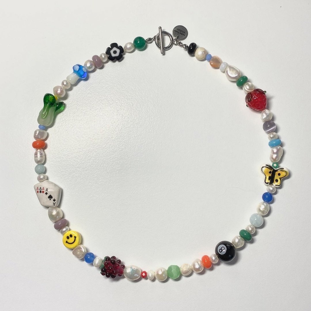 Junction Fizzy Beads Necklace, unisex beaded necklace - 项链 - 玻璃 