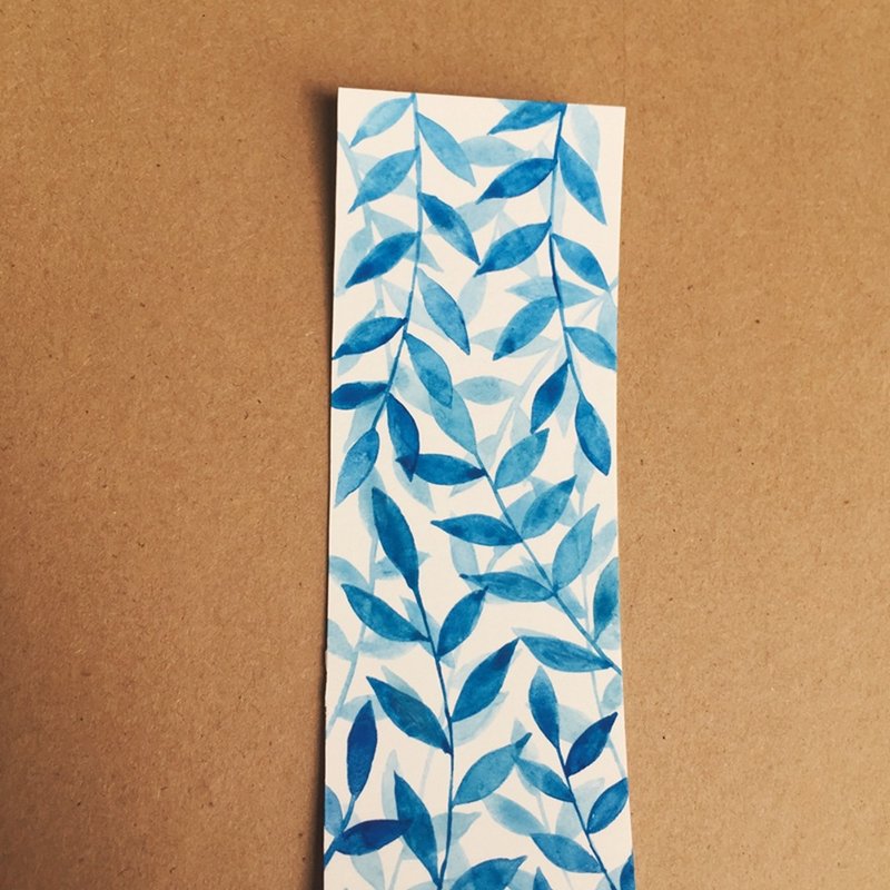 可爱简约蓝色叶子手绘水彩书签原画非印刷品礼物 - 书签 - 纸 蓝色