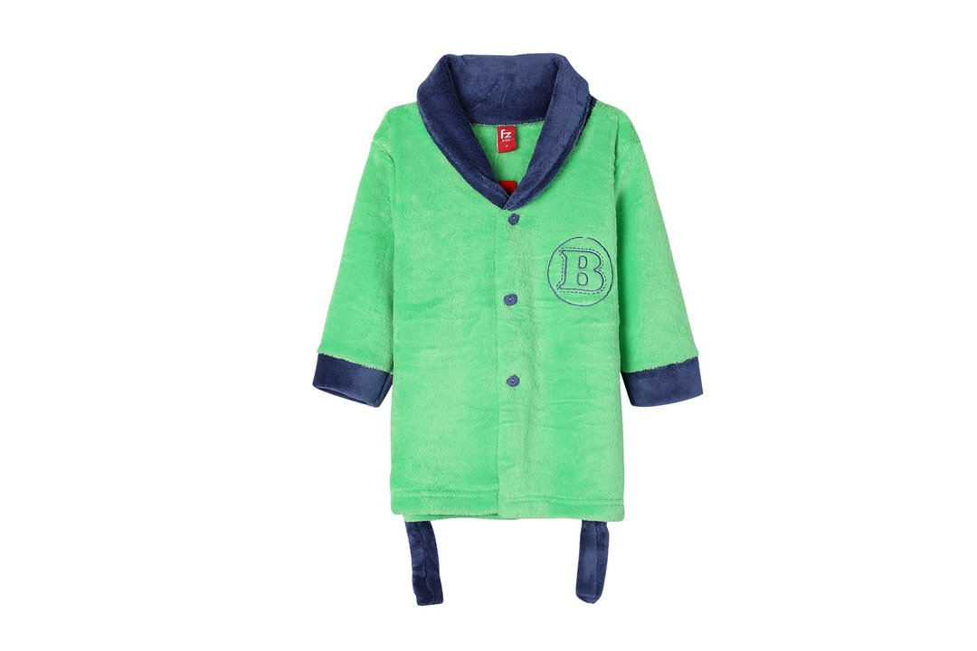 宝贝浴袍家居服 秋冬首选 2-5岁 字母B绣綉 - 居家服/睡衣 - 聚酯纤维 绿色