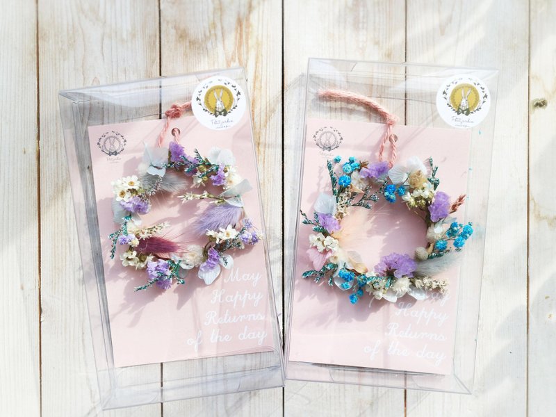 PJ小花园* | 盒装干燥花花圈卡片 | 毕业礼物 - 卡片/明信片 - 植物．花 紫色