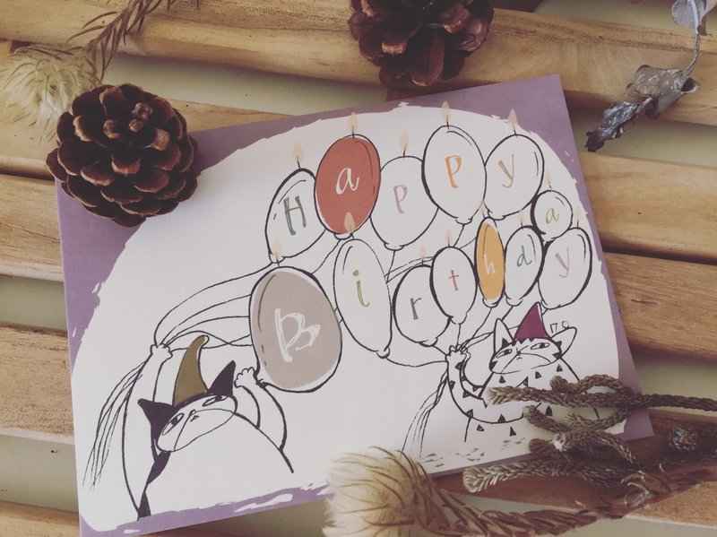 弥生Happy Birthday - 卡片/明信片 - 纸 紫色