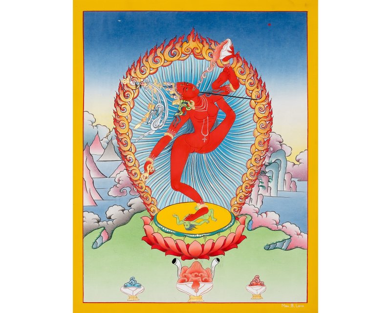 正宗金刚瑜伽母唐卡 – 藏传艺术中的神圣女性能量与精致工艺 - 墙贴/壁贴 - 其他材质 多色