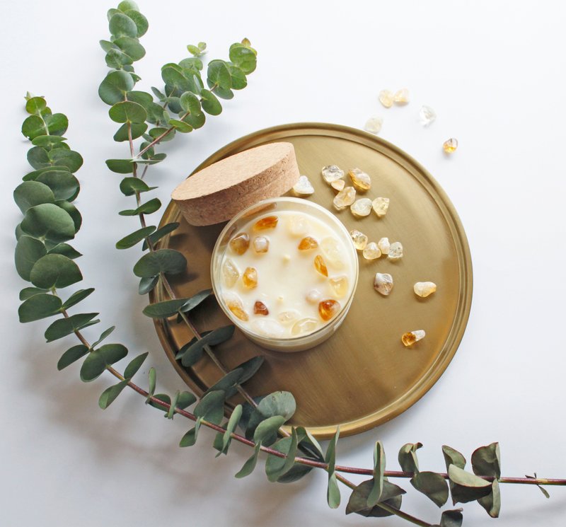 Dance In The Forest 漫舞森林 天然精油矿石香氛蜡烛 - 蜡烛/烛台 - 宝石 橘色