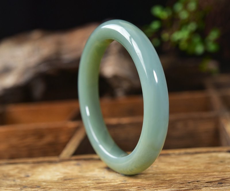 收藏级天然和田玉且末蓝手镯 圈口59.2mm 玉质细腻温润 手工打磨 - 手链/手环 - 玉石 
