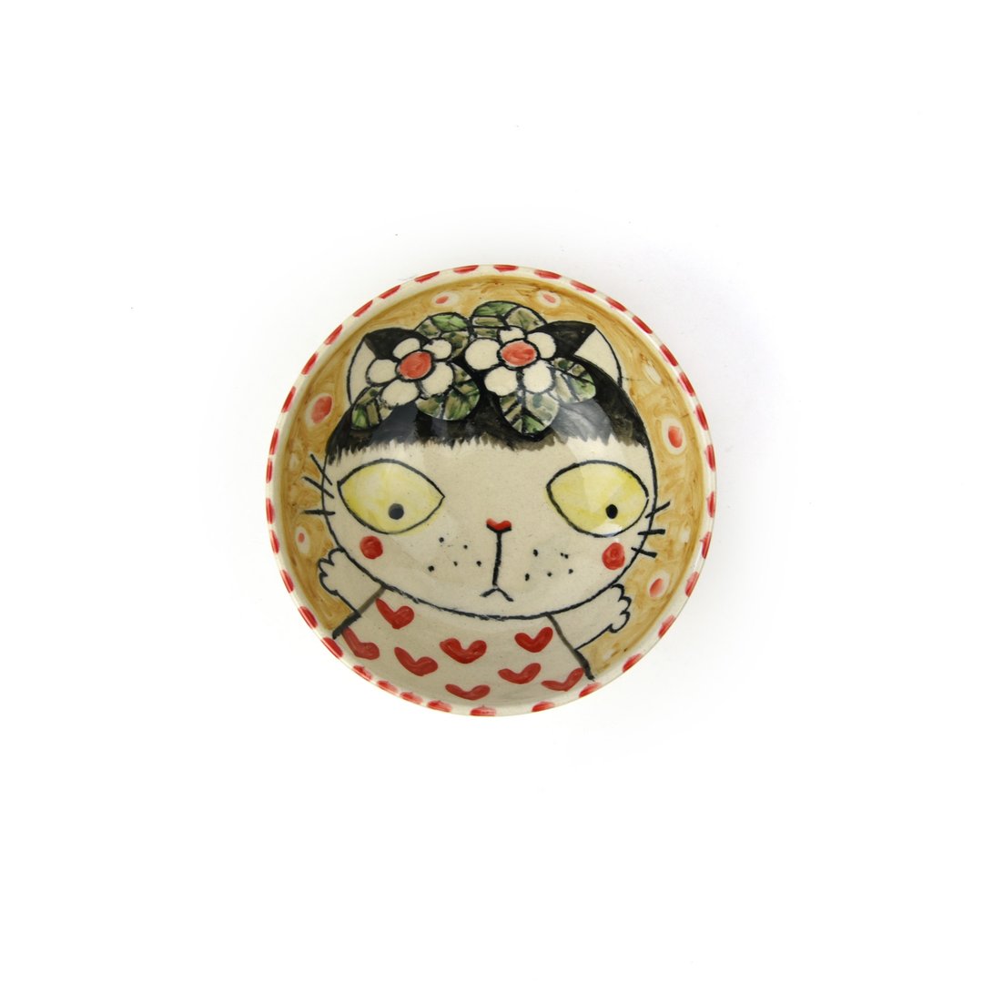 Nice Little Clay 碗 可爱猫 0205-27 - 碗 - 陶 白色