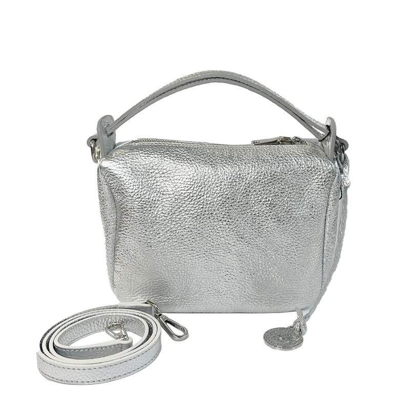 Marco Masi Milano - 时尚小型皮革手提侧背两用包 – 冰河银 - 手提包/手提袋 - 真皮 银色