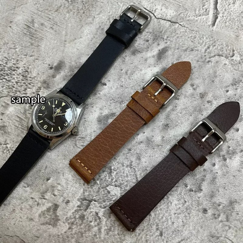 Timeless Watchband 手工缝线单层牛皮革表带18/20/22MM - 表带 - 真皮 多色