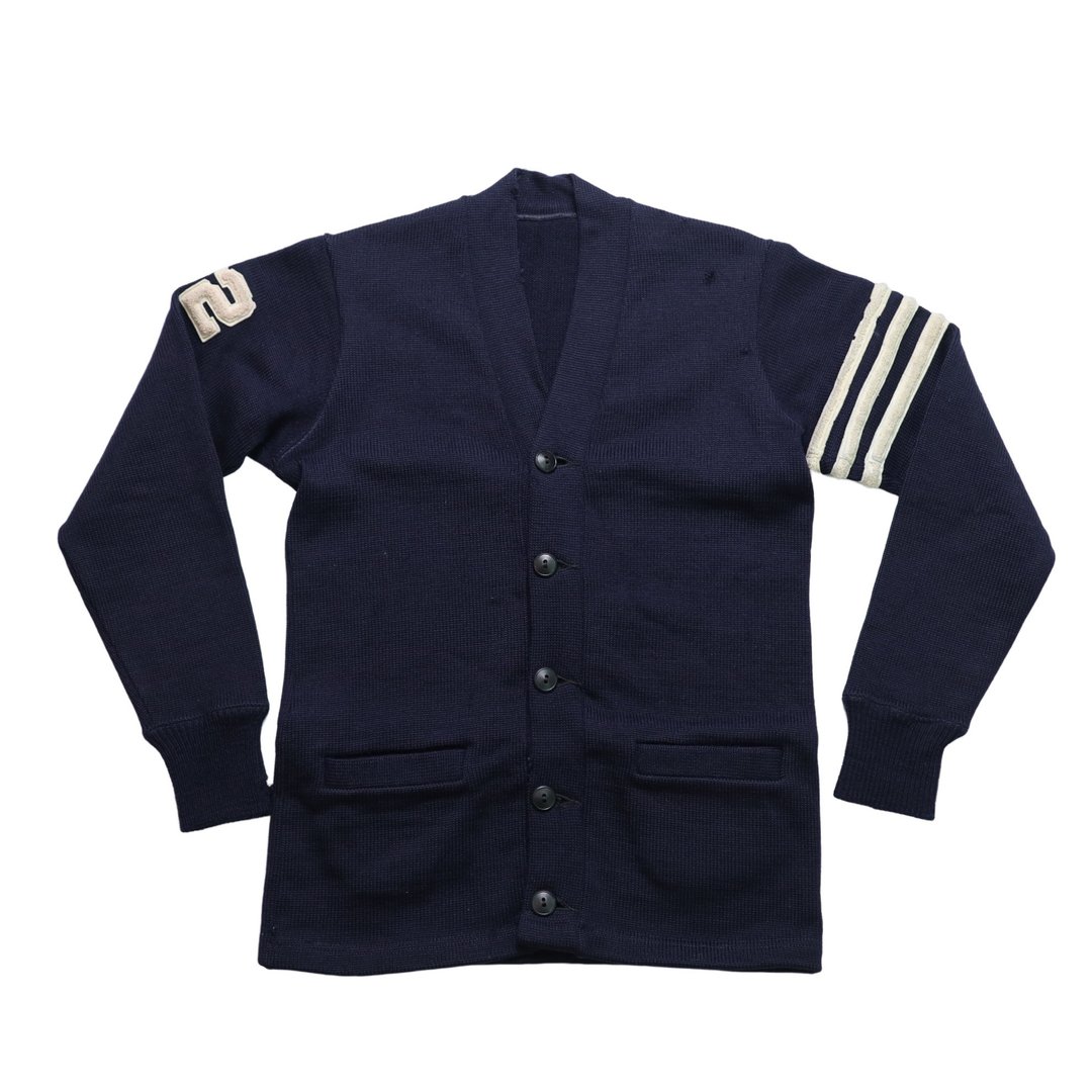50s Letterman Sweater 海军蓝校园针织外套 Wool Cardigan - 男装针织衫/毛衣 - 羊毛 蓝色