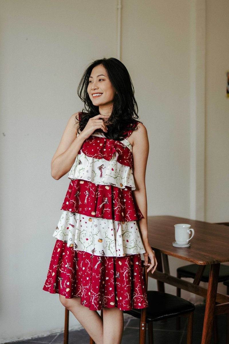 红葱头与白葱头洋装 - 洋装/连衣裙 - 棉．麻 红色