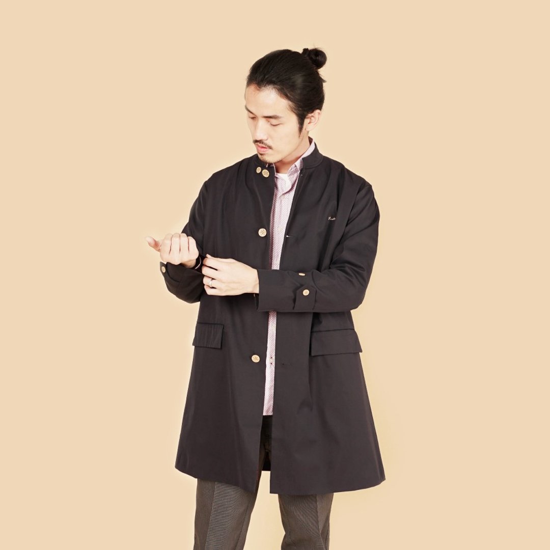 防泼水长版休闲外套(男)-丈青 - 女装休闲/机能外套 - 聚酯纤维 黑色