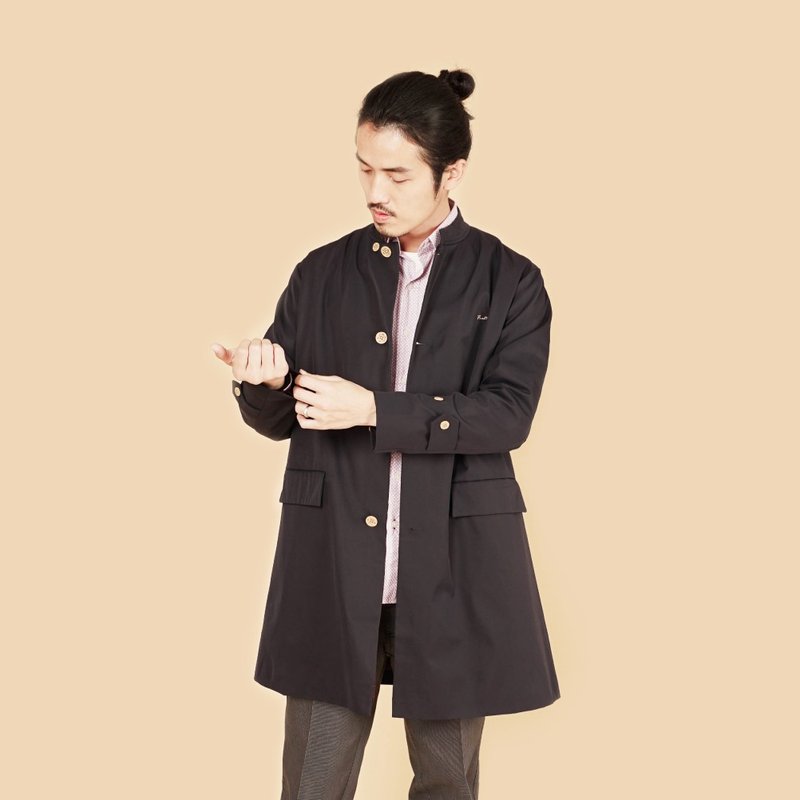 防泼水长版休闲外套(男)-丈青 - 女装休闲/机能外套 - 聚酯纤维 黑色