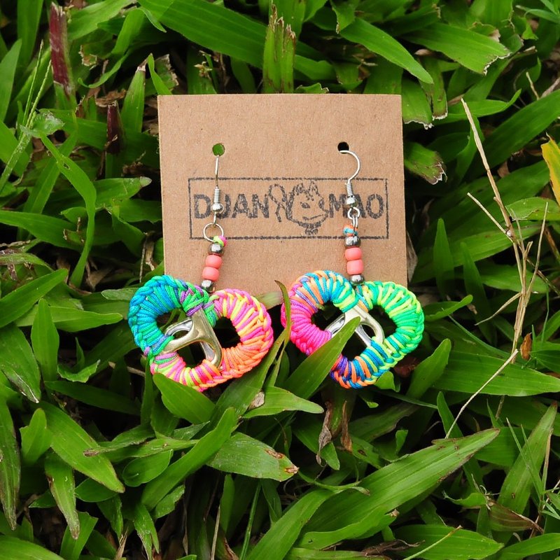 耳环 拉环 编织 心型 爱心 饰品 垂吊式耳环 复古 不撞款 饰品 - 耳环/耳夹 - 尼龙 多色