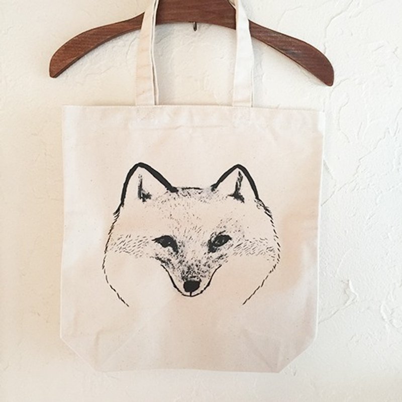Animal face Tote Bag (fox) - 手提包/手提袋 - 其他材质 白色