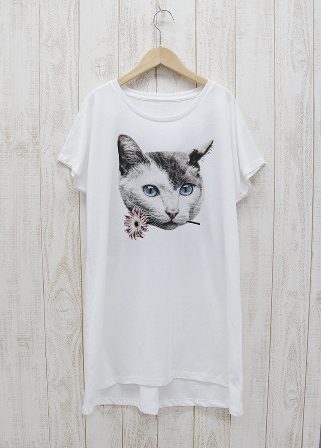 ronronCAT One Piece Tee Here you go White / R028-O-WH - 中性连帽卫衣/T 恤 - 棉 白色