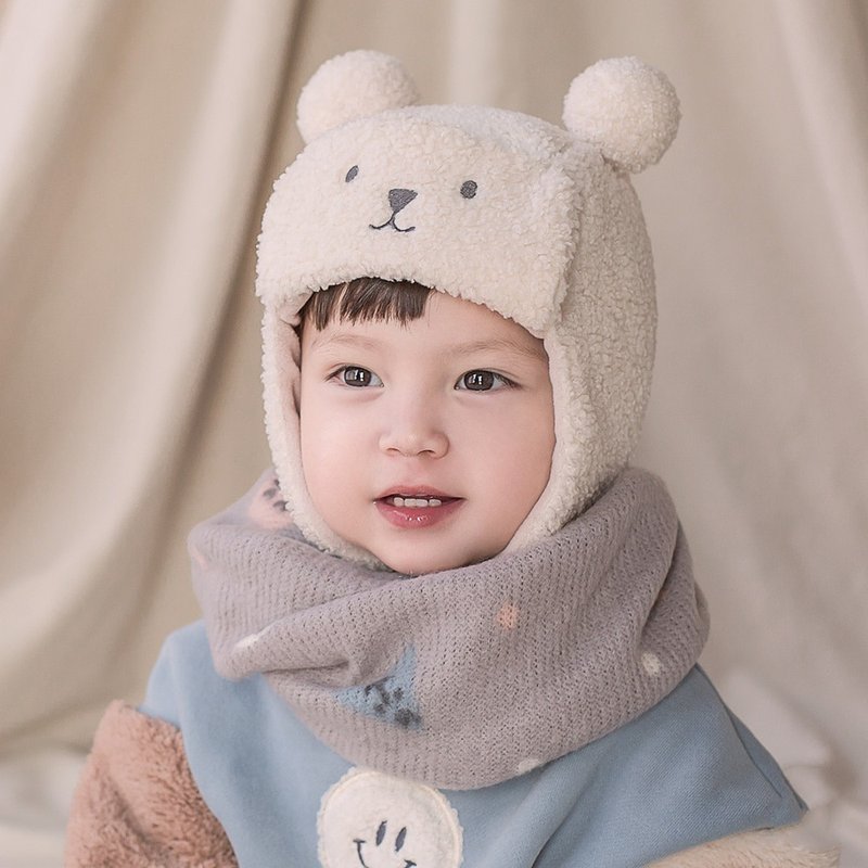 Happy Prince 韩国制 Woody保暖婴儿童围脖-多色 - 围嘴/口水巾 - 棉．麻 灰色