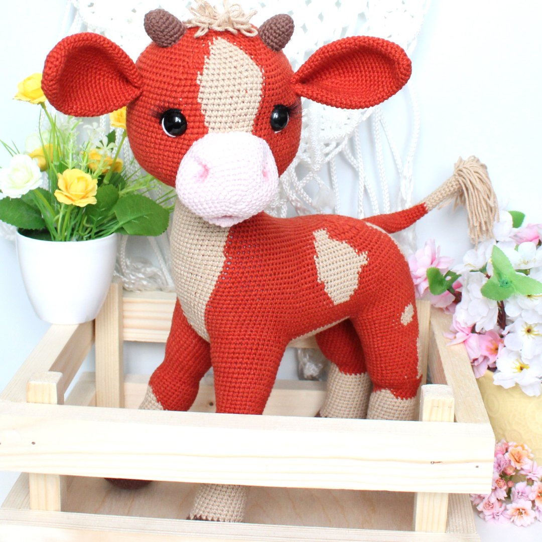 钩针小公牛图案 PDF 英文 Amigurumi 牛 毛绒玩具 毛绒小牛 - 手工艺教程/工具书 - 其他材质 
