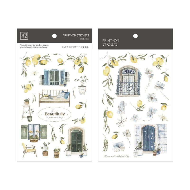 【Print-On Stickers 转印贴纸】no.245-香柠暖日 | 插画师系列 - 贴纸 - 其他材质 蓝色