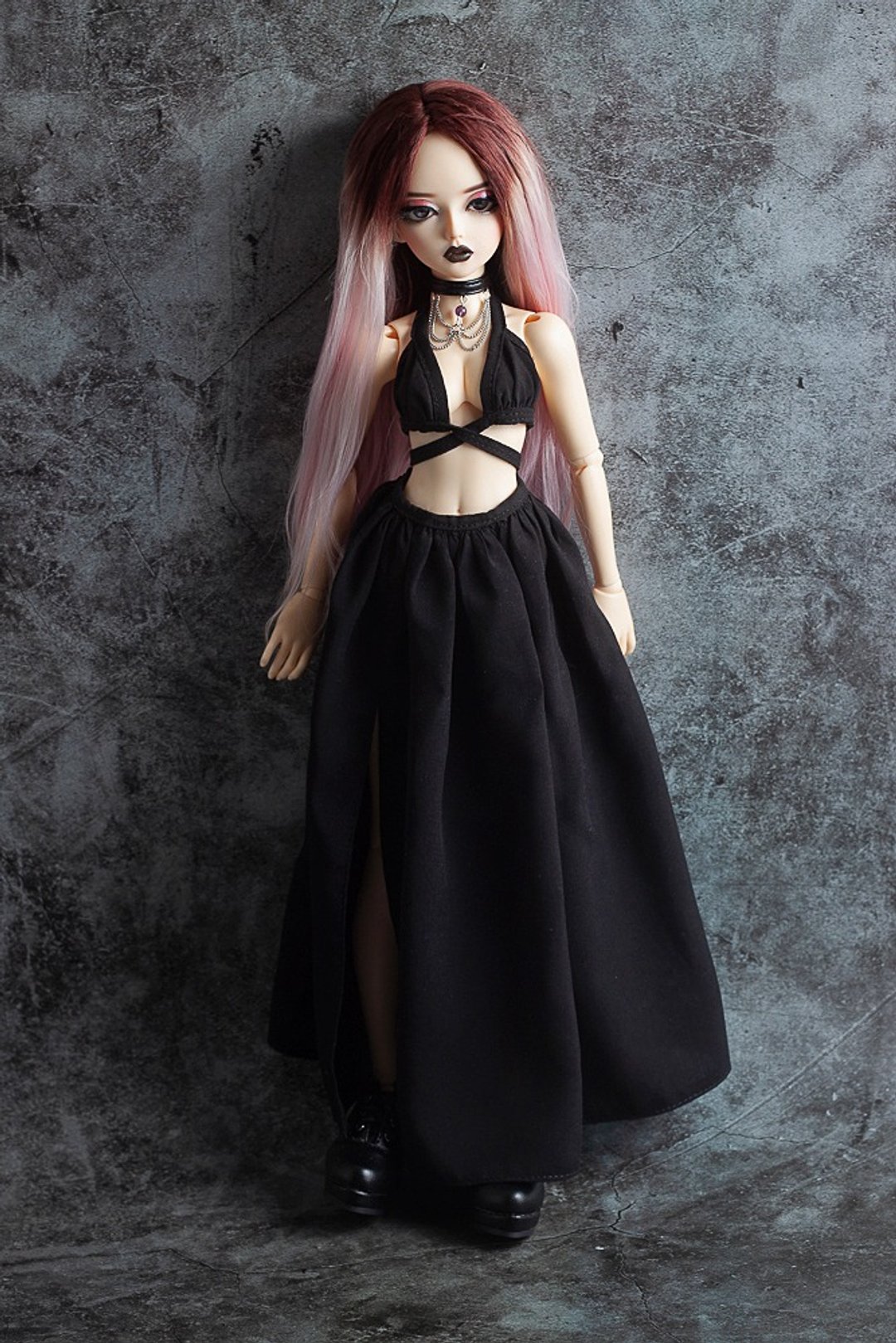 Fairyland Minifee MSD BJD Clothes - Black cross front dress - 玩具/玩偶 - 其他材质 黑色