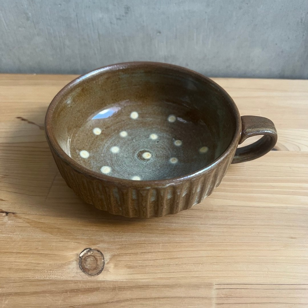 小石原烧 翁明窑元 棱纹汤杯 光泽/棕色/波点 陶瓷 烧物 - 其他杯子 - 陶 咖啡色
