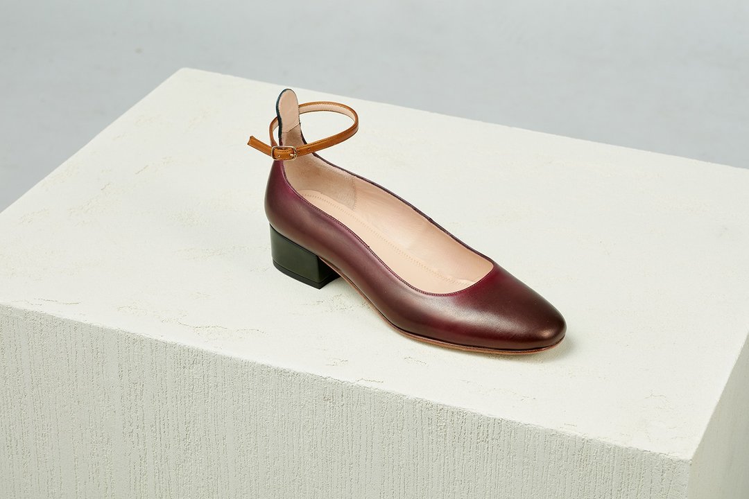 HTHREE 3.4圆头踝带跟鞋 / 缬草紫 / 跟鞋 / Ankle Belt Heels - 芭蕾鞋/娃娃鞋 - 真皮 紫色