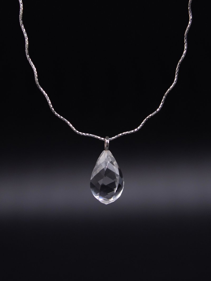 高品质白水晶手工旋转切面珠 S925银意大利波浪项链 - 项链 - 水晶 