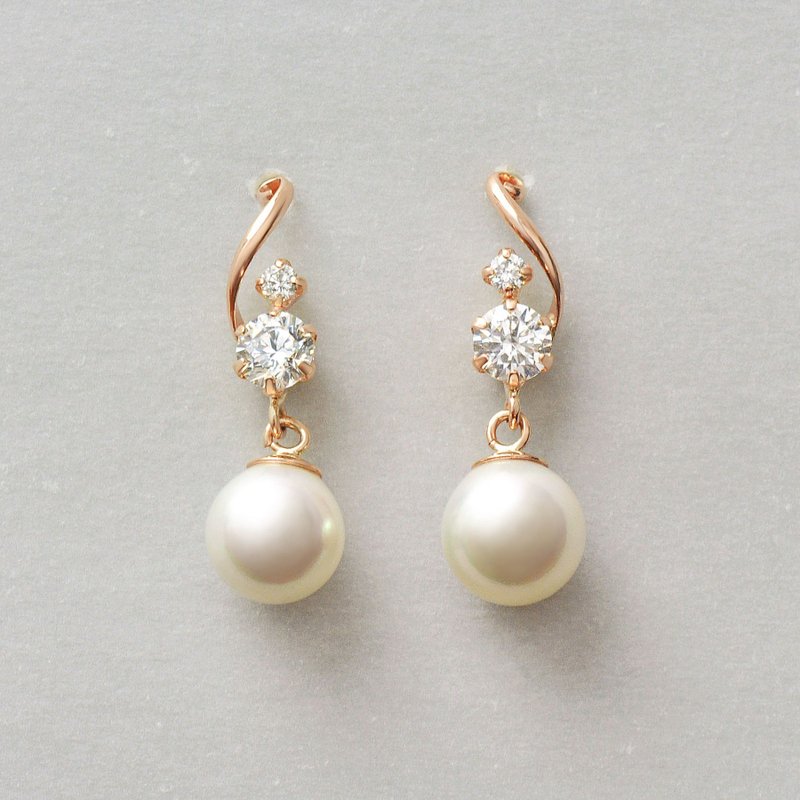 10K 摇摆贝壳珍珠耳环 (玫瑰金) - 耳环/耳夹 - 贵金属 