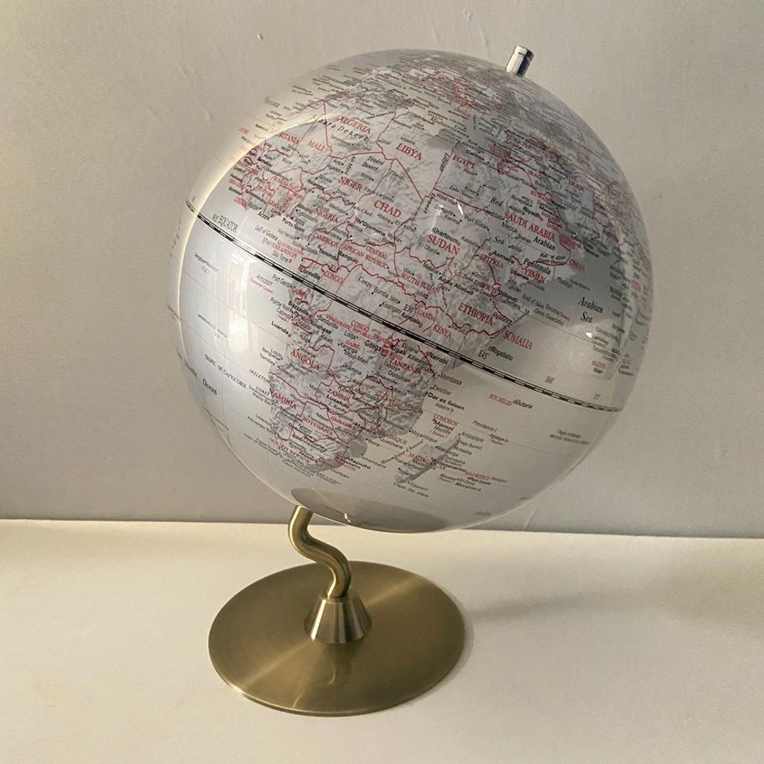 Skyglobe 12寸银色时尚金属底座地球仪(英文版) - 摆饰 - 塑料 银色