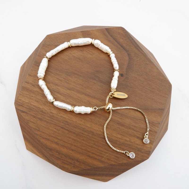 Freshwater Pearl Slider Bracelet - 手链/手环 - 珍珠 白色