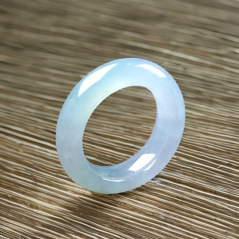 冰种起胶翡翠戒指戒圈 | 国际9围 | 天然缅甸玉翡翠A货 | 送礼 - 戒指 - 玉石 透明
