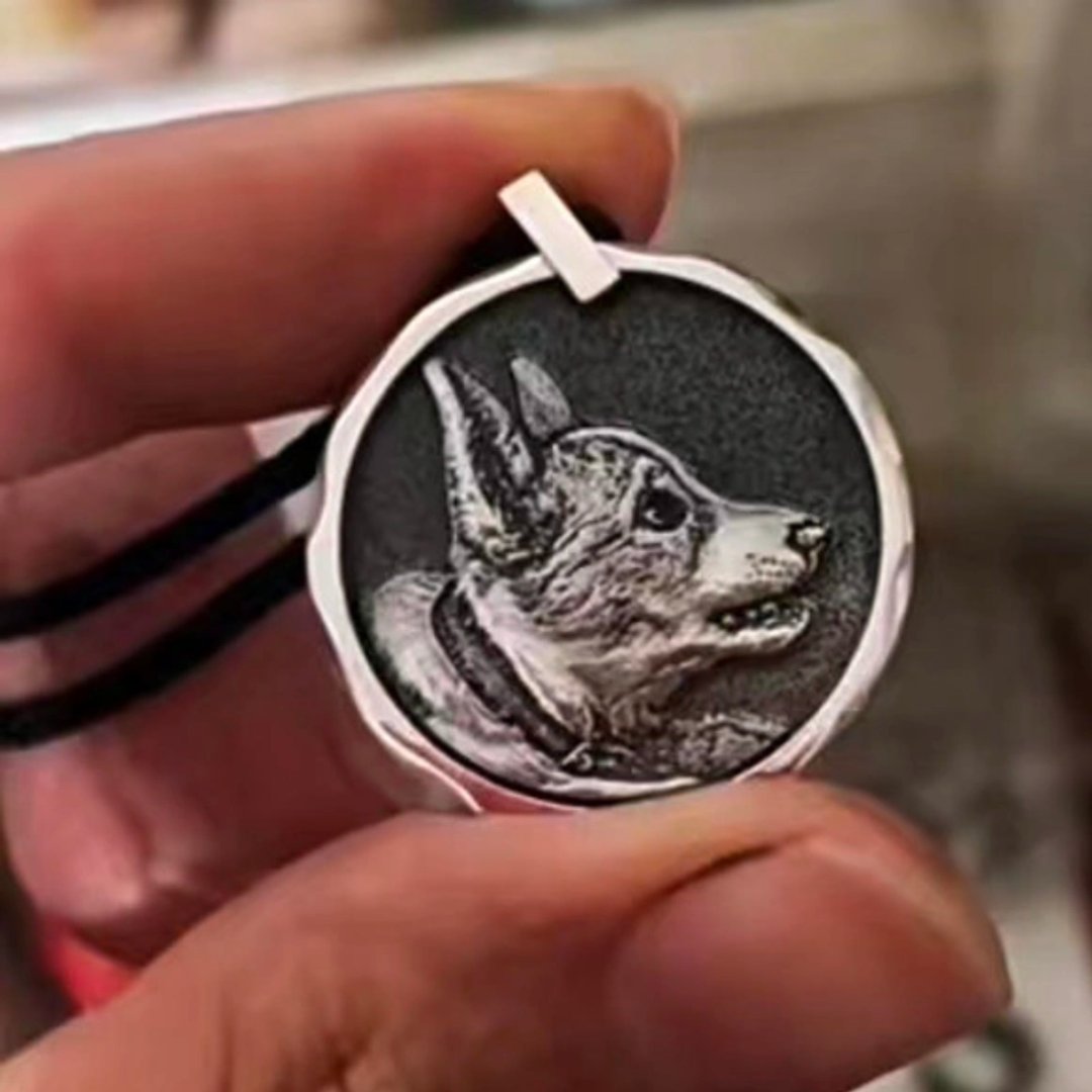 客制化毛小孩 纯银项链 猫狗画像 似颜绘 纪念 宠物大师级雕刻 - 项链 - 纯银 