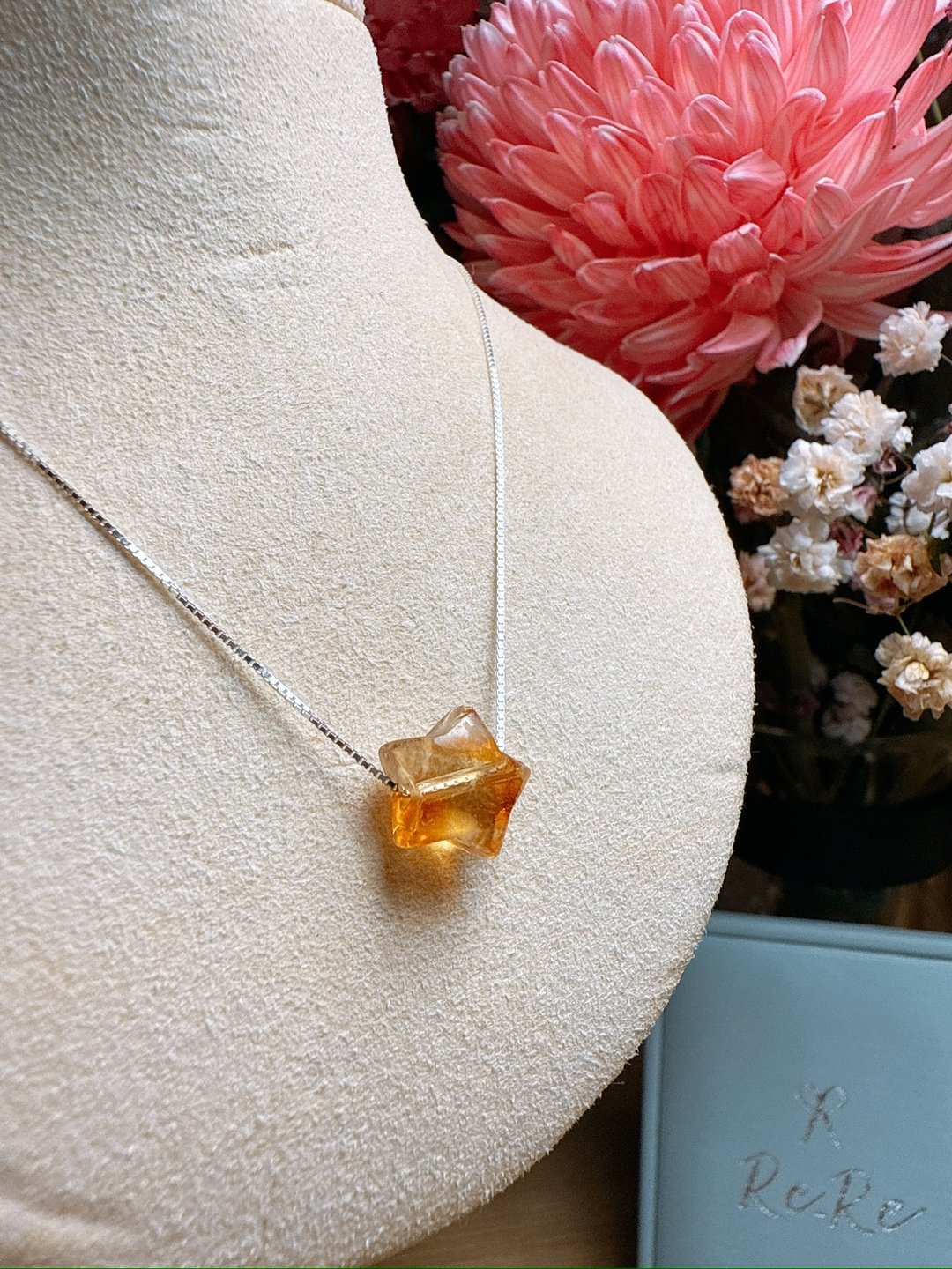 Re-Re 星愿晶矿系列—天然水晶 晶矿 小星星/小花项链 - 项链 - 水晶 金色