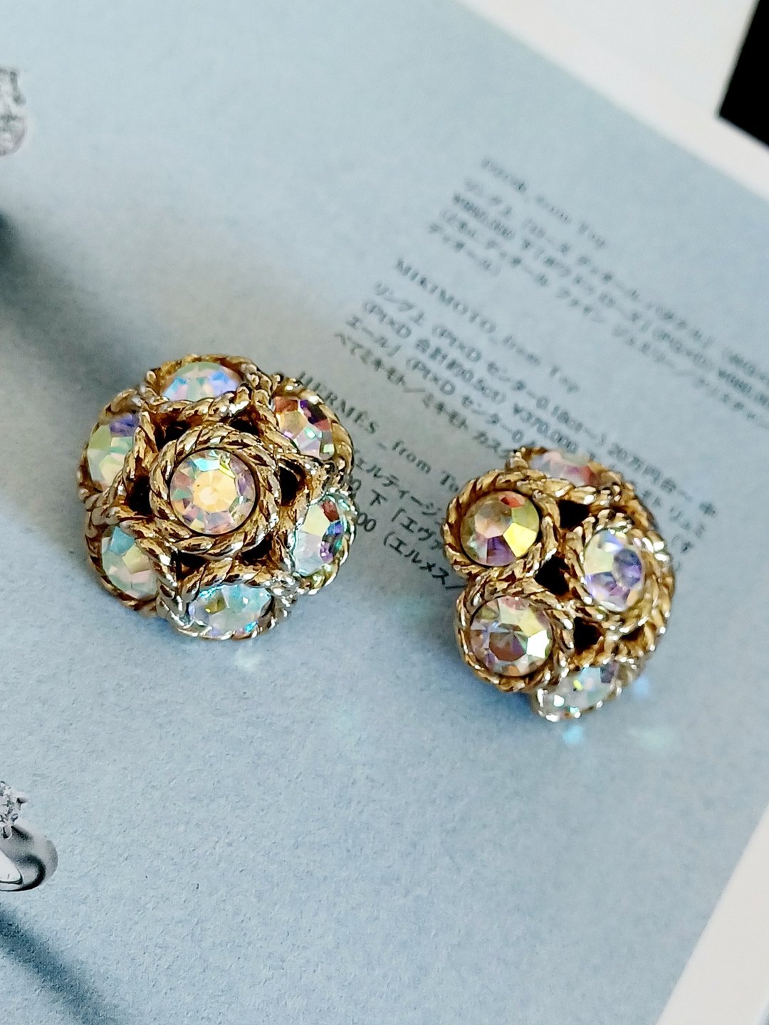 Avintage jewelry 古董SARAH COV极光莱茵缆绳结款 夹式耳环 - 耳环/耳夹 - 其他金属 
