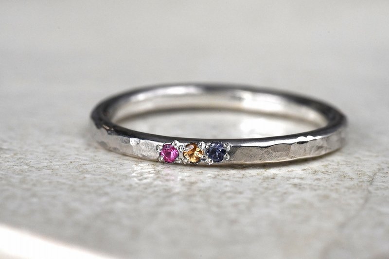 串连日常的物语：粉红红宝石・特南特石柘榴石・堇青石 - 戒指 - 其他金属 多色