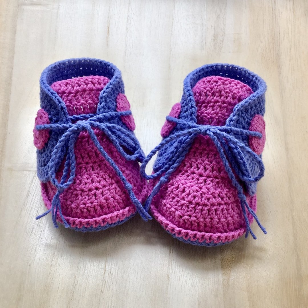 Baby Sneakers Crochet Baby Footwear Baby Boat Shoes Baby Booties Crochet - 童装鞋 - 棉．麻 紫色