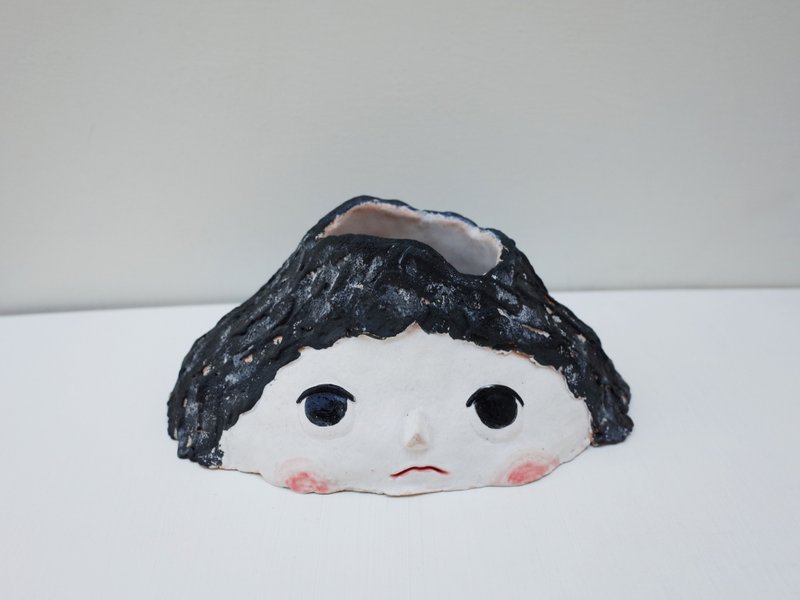 手作陶器创作－爆发 植物盆器 笔筒 - 花瓶/陶器 - 陶 黑色