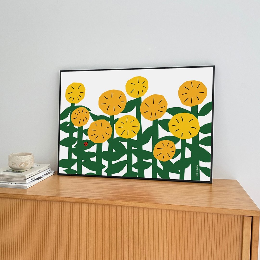 艺术印刷品/向日葵田/插画海报A3,A2 - 海报/装饰画/版画 - 纸 黄色
