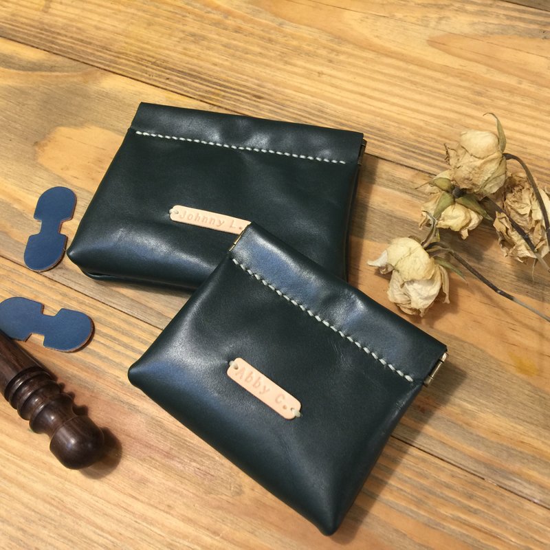 加购-弹口包刻字皮片 - 零钱包 - 真皮 