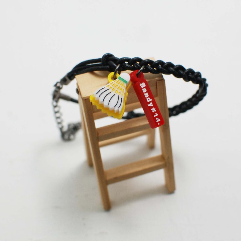 羽毛球小牛皮手链+小吊牌/校名或名字+背号/ - 手链/手环 - 压克力 黄色